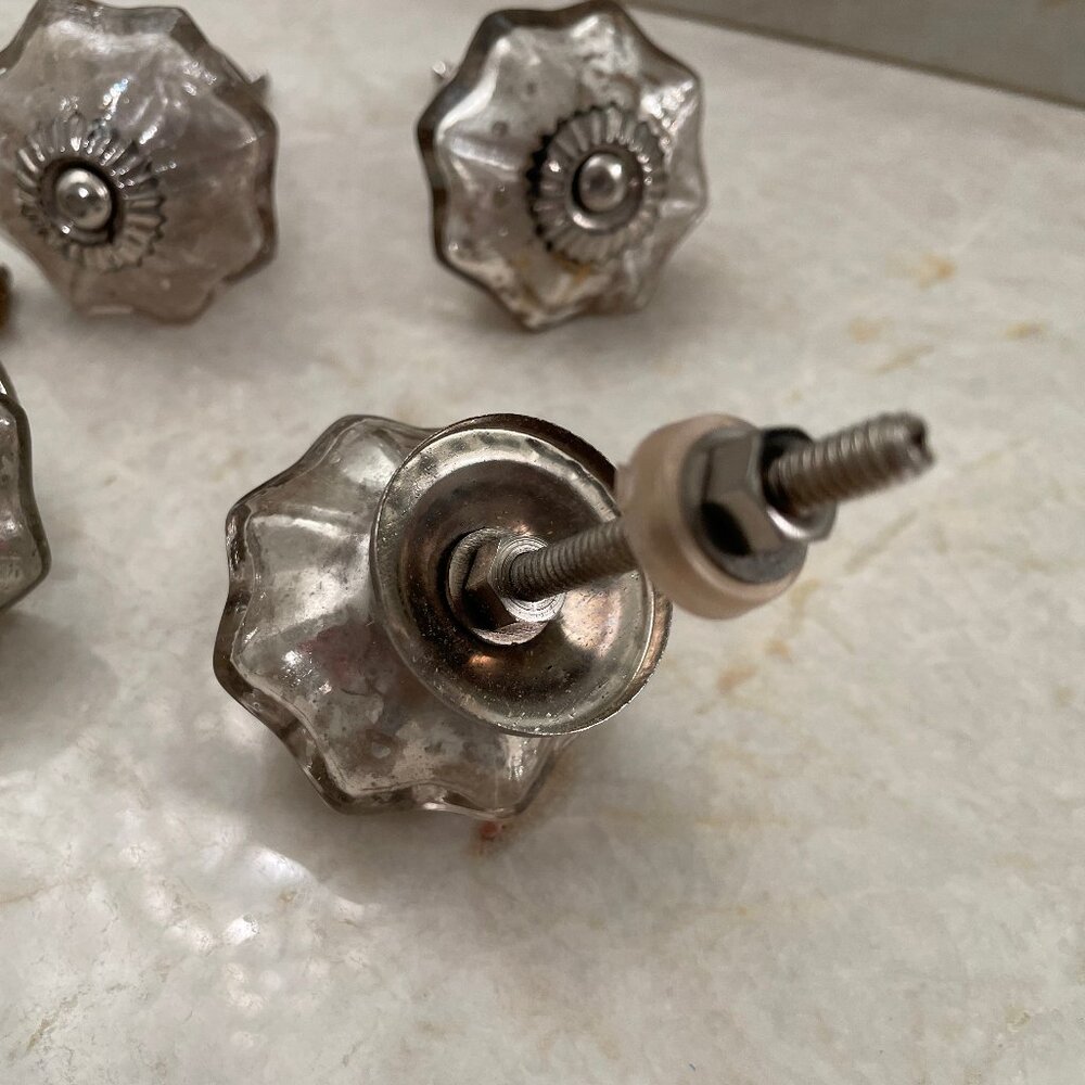 Anthropologie glass, mirror cabinet knobs - sold as set of 5 - Picture 3 of 5
